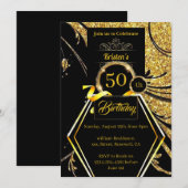 Gold Glitter Birthday Invitation Kaart (Voorkant / Achterkant)