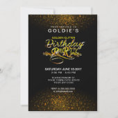 Gold Glitter Birthday Party Invitation Kaart (Voorkant)