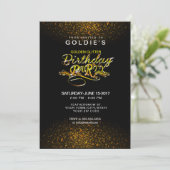 Gold Glitter Birthday Party Invitation Kaart (Staand voorkant)