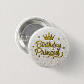 Gold Glitter "Birthday Princess"-Button Ronde Button 3,2 Cm (Voorkant /achterkant)
