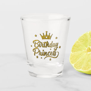 Gold Glitter "Birthday Princess" Shot Glas