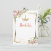 Gold Glitter | Birthday Unicorn Horn Baby shower Bedankkaart (Staand voorkant)