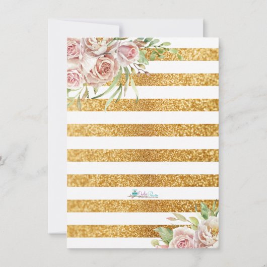 Gold Glitter | Birthday Unicorn Horn Baby shower Bedankkaart (Achterkant)