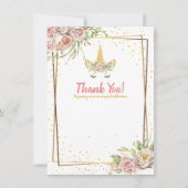 Gold Glitter | Birthday Unicorn Horn Baby shower Bedankkaart (Voorkant)