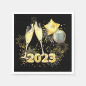 Gold Glitter Black 2023 Nieuwjaarsfeest Servet (Voorkant)