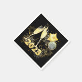 Gold Glitter Black 2023 Nieuwjaarsfeest Servet (Hoek)