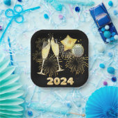 Gold Glitter Black 202 jaar Eve Party Papieren Bordje (Feest)