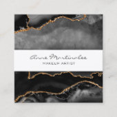 Gold Glitter Black Agate Square Visitekaartje (Voorkant)