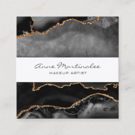 Gold Glitter Black Agate Square Visitekaartje