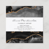 Gold Glitter Black Agate Square Visitekaartje (Achterkant)