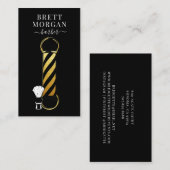 Gold Glitter Black Barber Pole Barber Business Ca Visitekaartje (Voorkant / Achterkant)