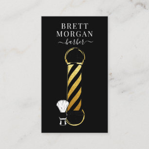 Gold Glitter Black Barber Pole Barber Business Ca Visitekaartje