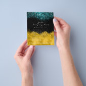Gold Glitter Black - Blauwgroen blauwe Confetti Flyer (Hand)