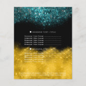 Gold Glitter Black - Blauwgroen blauwe Confetti Flyer (Achterkant)