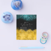 Gold Glitter Black - Blauwgroen blauwe Confetti Flyer (Enkel)