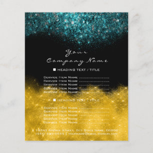 Gold Glitter Black - Blauwgroen blauwe Confetti Flyer