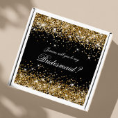 Gold Glitter Black Bridesmaid-voorstel Cadebox Sticker