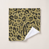 Gold Glitter Black Cheetah Leopard Animal Print Bad Handdoek (Wasdoekje)