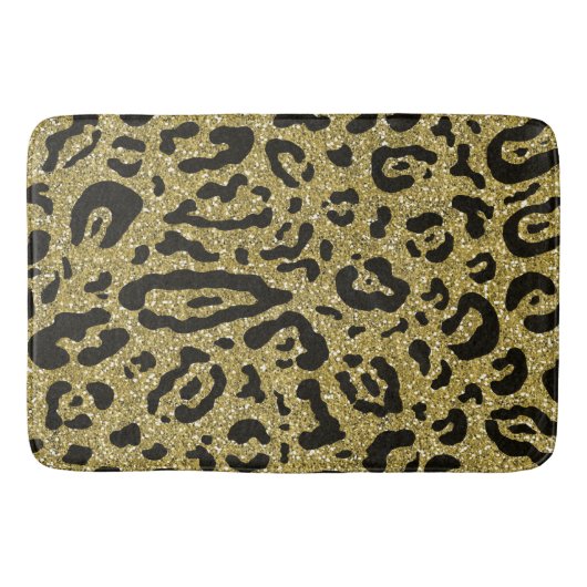 Gold Glitter Black Cheetah Leopard Animal Print Badmat (Voorkant)
