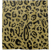 Gold Glitter Black Cheetah Leopard Animal Print Douchegordijn (Voorkant)