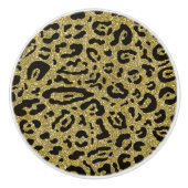 Gold Glitter Black Cheetah Leopard Animal Print Keramische Knop (Voorkant)
