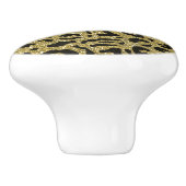 Gold Glitter Black Cheetah Leopard Animal Print Keramische Knop (Zijkant)