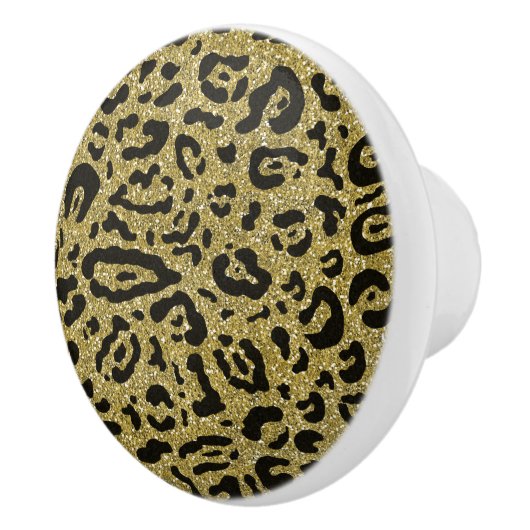 Gold Glitter Black Cheetah Leopard Animal Print Keramische Knop (Rechts)