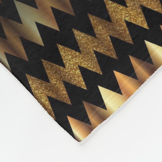 Gold Glitter & Black Chevron Fleece Deken (Hoek)