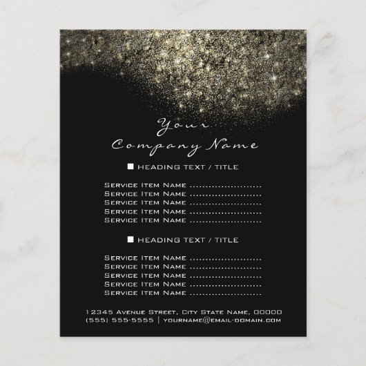 Gold Glitter Black Conceptueel minimale Confetti Flyer (Voorkant)