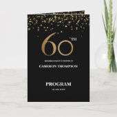 Gold Glitter Black confetti 60ste verjaardag progr Programma (Voorkant)