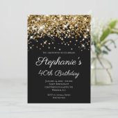 Gold Glitter Black Elegant 40e verjaardag Kaart (Staand voorkant)