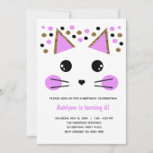 Gold Glitter Black en Paarse kat Birthday Kaart (Voorkant)