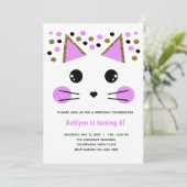 Gold Glitter Black en Paarse kat Birthday Kaart (Staand voorkant)