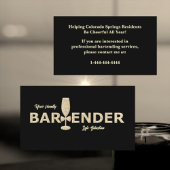 Gold Glitter & Black Event Bartender Visitekaartje