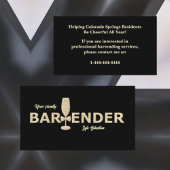 Gold Glitter & Black Event Bartender Visitekaartje