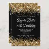 Gold Glitter Black Fancy Monogram 18th Birthday Kaart (Voorkant / Achterkant)