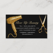 Gold Glitter & Black Glam Hair Stylist  Visitekaartje (Achterkant)