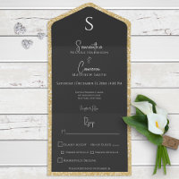 Gold Glitter & Black Glam Modern Dinner