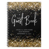 Gold Glitter Black Glam Weddenschap Notitieboek (Voorkant)