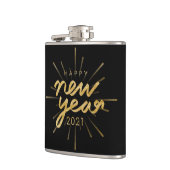 Gold Glitter Black Happy Nieuwjaar 2021-fles Heupfles (Links)
