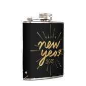 Gold Glitter Black Happy Nieuwjaar 2021-fles Heupfles (Rechts)