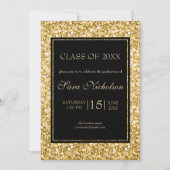 Gold Glitter Black Lijst-Afstuderen Kaart (Voorkant)