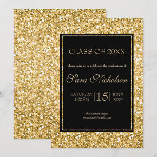 Gold Glitter Black Lijst-Afstuderen Kaart
