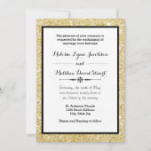 Gold Glitter & Black Lijst - Uitnodiging voor wedd (Voorkant)
