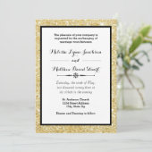 Gold Glitter & Black Lijst - Uitnodiging voor wedd (Staand voorkant)