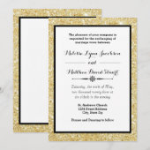 Gold Glitter & Black Lijst - Uitnodiging voor wedd (Voorkant / Achterkant)