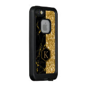 Gold Glitter & Black Marble Stone Texture LifeProof iPhone Hoesje (Achterkant / rechts)