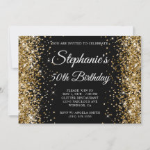 Gold Glitter Black Monogram 50e verjaardag