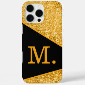 Gold Glitter Black Monogram Case-Mate iPhone Case (Achterkant)