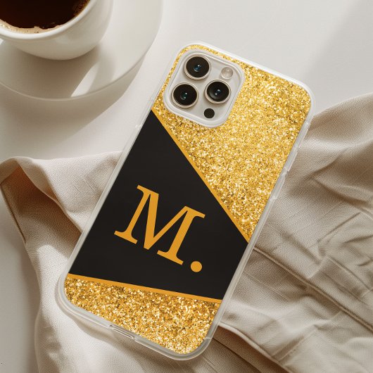 Gold Glitter Black Monogram Case-Mate iPhone Case